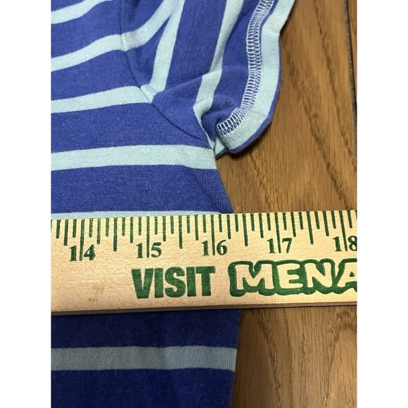 Talbots T-shirt Size XS Striped Blue White Short Sleeve‎ V-neck Nautical Beach - Picture 4 of 10